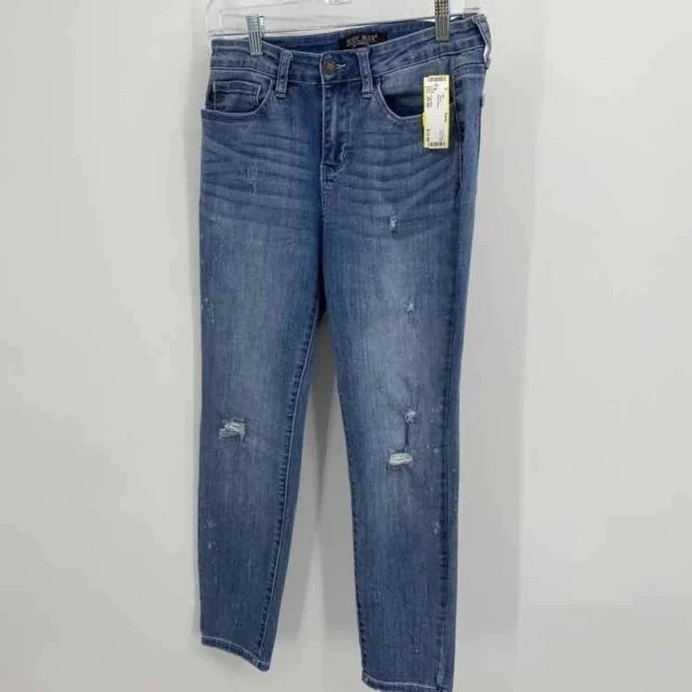 Judy Blue Size 29 Relaxed‎ Fit Jeans Distressed Whiskers Beach Splash Med Wash